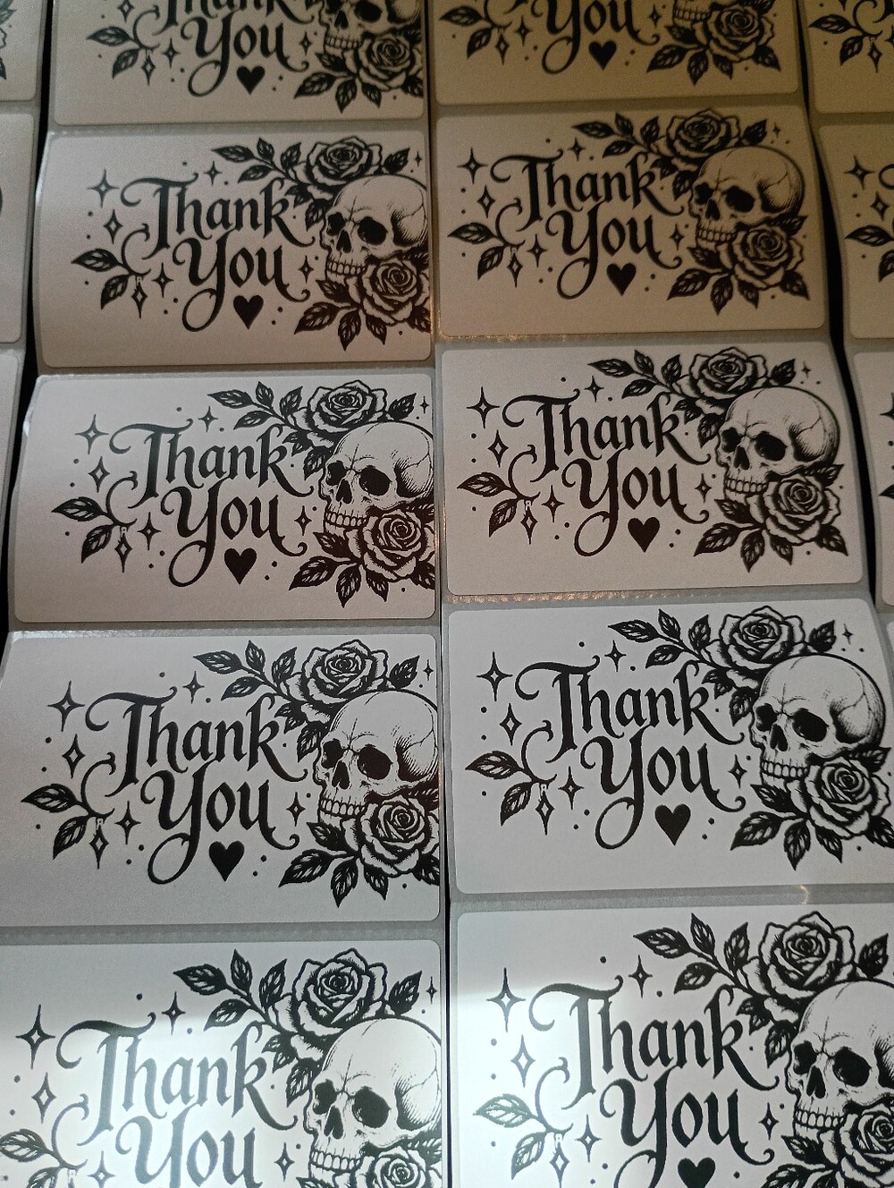 50PCS Gothic Skull Rose Thank You Stickers 3x2" - Picture 2 of 2